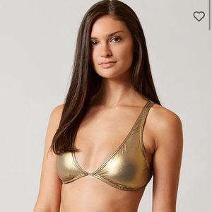 Bikini Lab Gold Shimmer Swim Triangle Top Size M